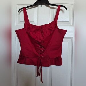 Fashion Nova Women's Red Lace-Up Top